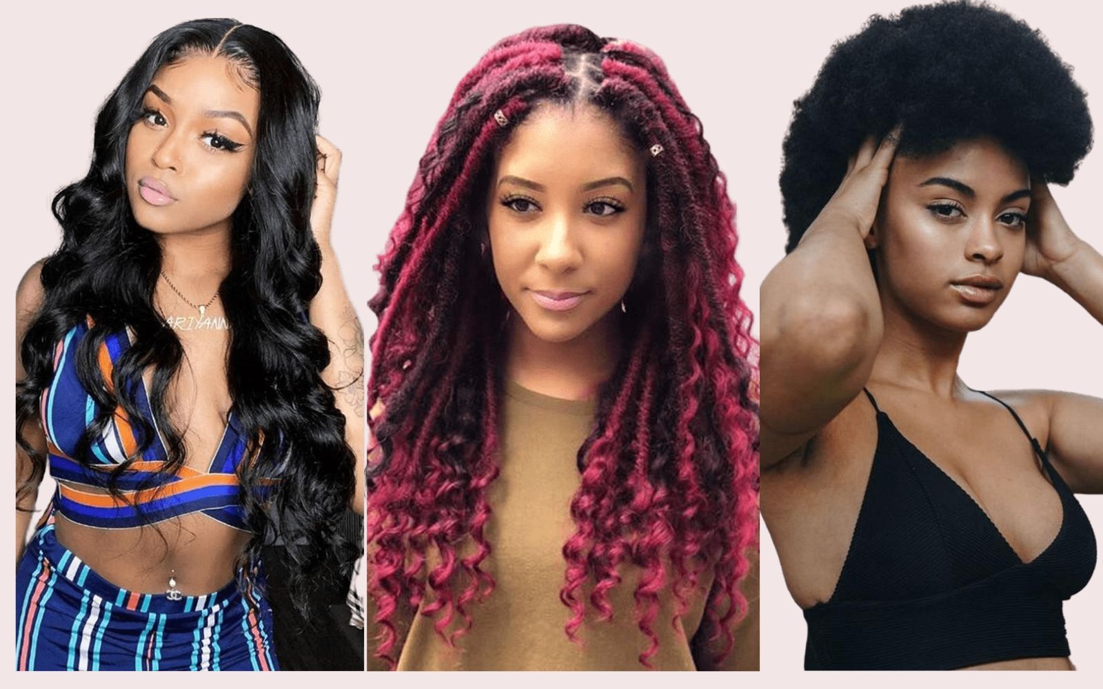 bannière d'accueil hairdiva avec trois femmes à la chevelure différente