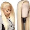 Femme portant une perruque blonde Lace Front