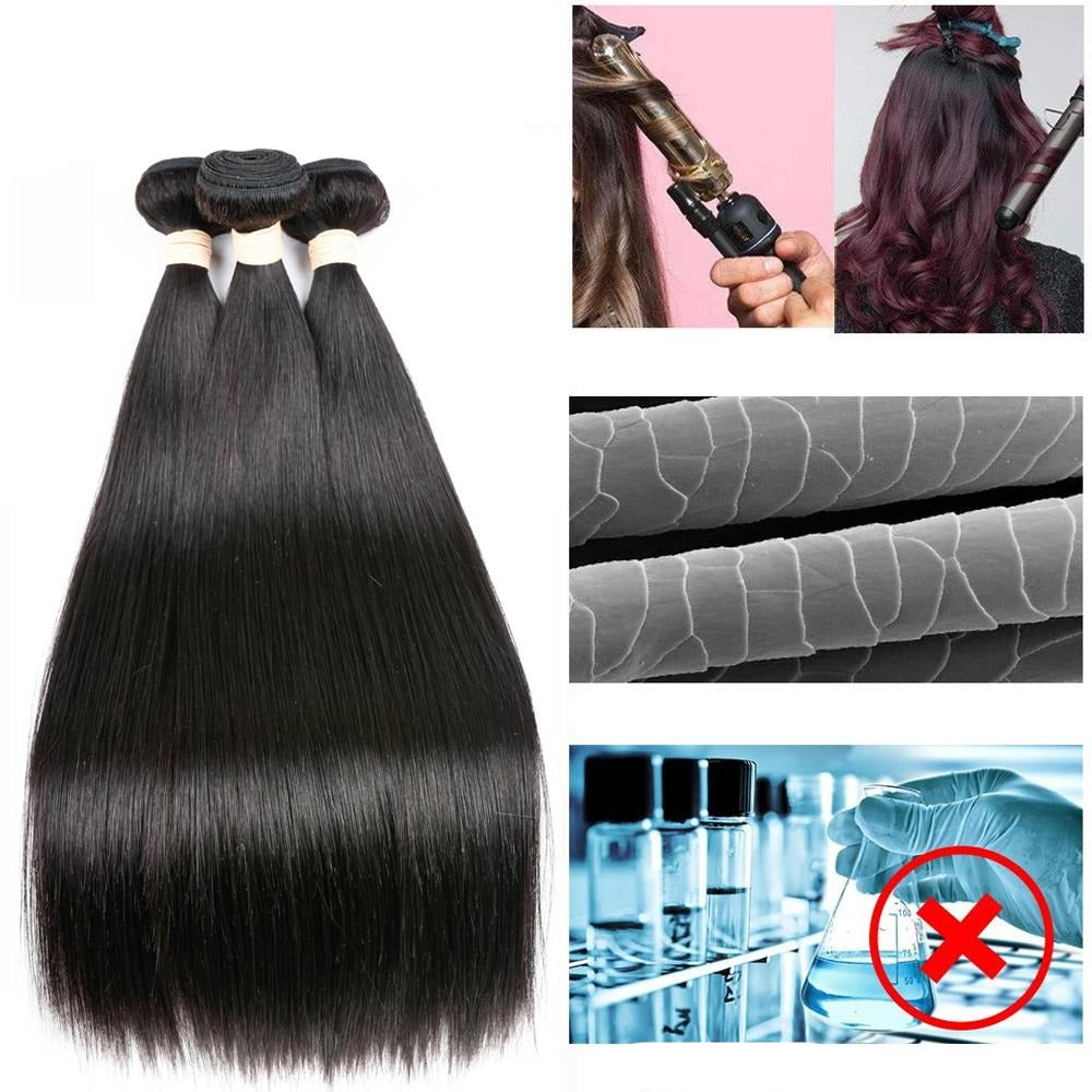 3 paquets de Tissages Brésiliens Lisse Avec Top Closure