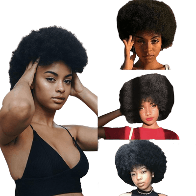 femmes avec des perruques afro courte synthétiques