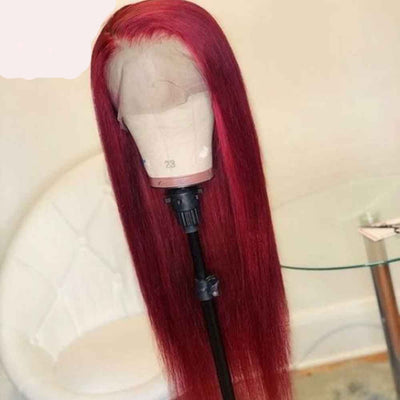 tête de mannequin portant une Perruque Brésilienne Rouge lisse