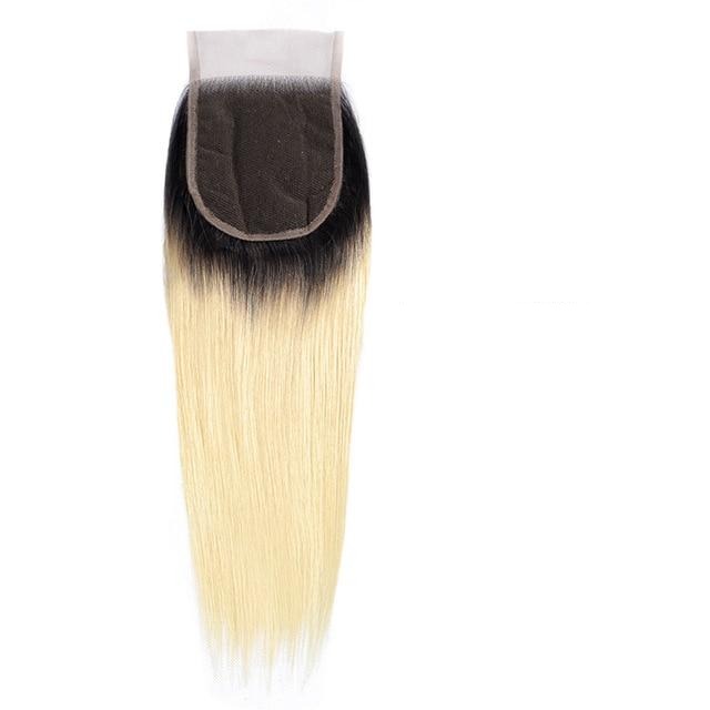 Closure Tissage Blond et noir Straight