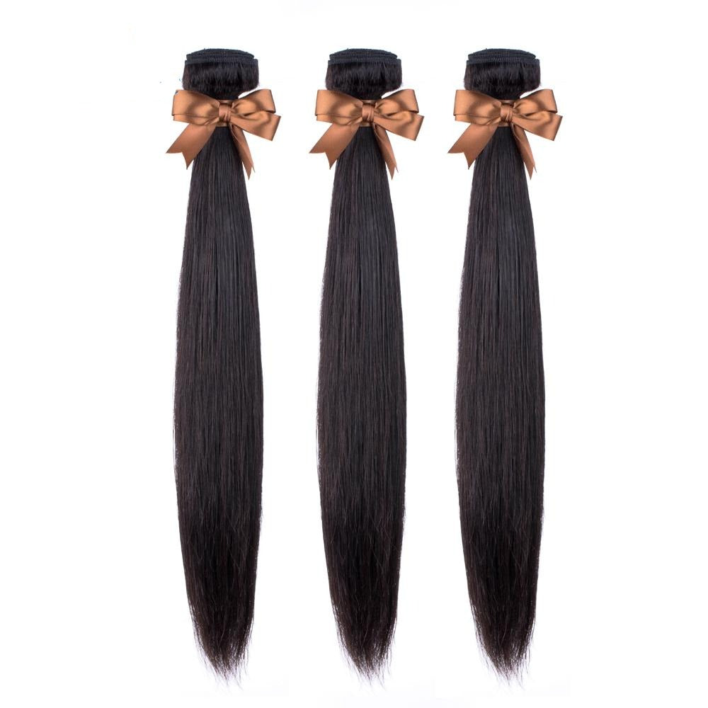 trois paquets de tissages brésiliens lisses straight
