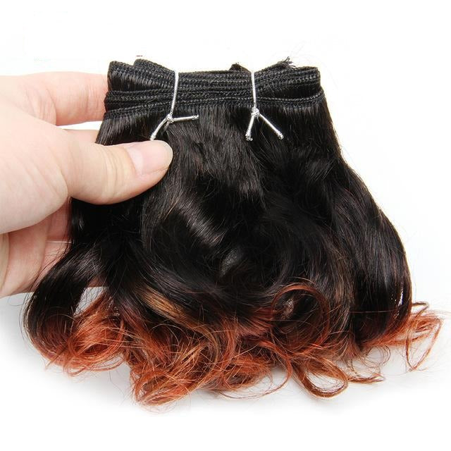 Tissage Court Frisé noir bout orangé