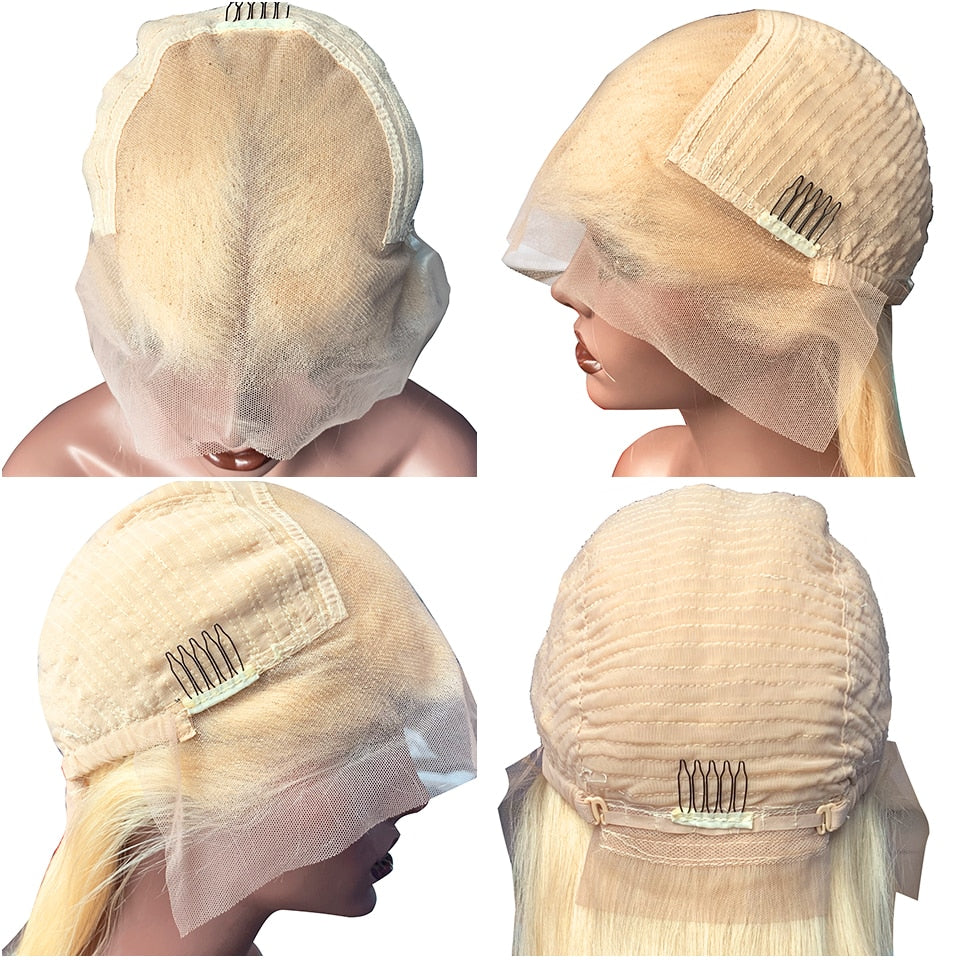 Perruque Naturelle Blond Platine lace frontale