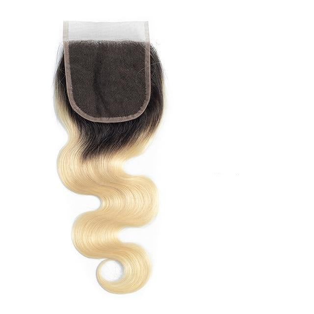 lace closure pour tissage blond avec racines noires