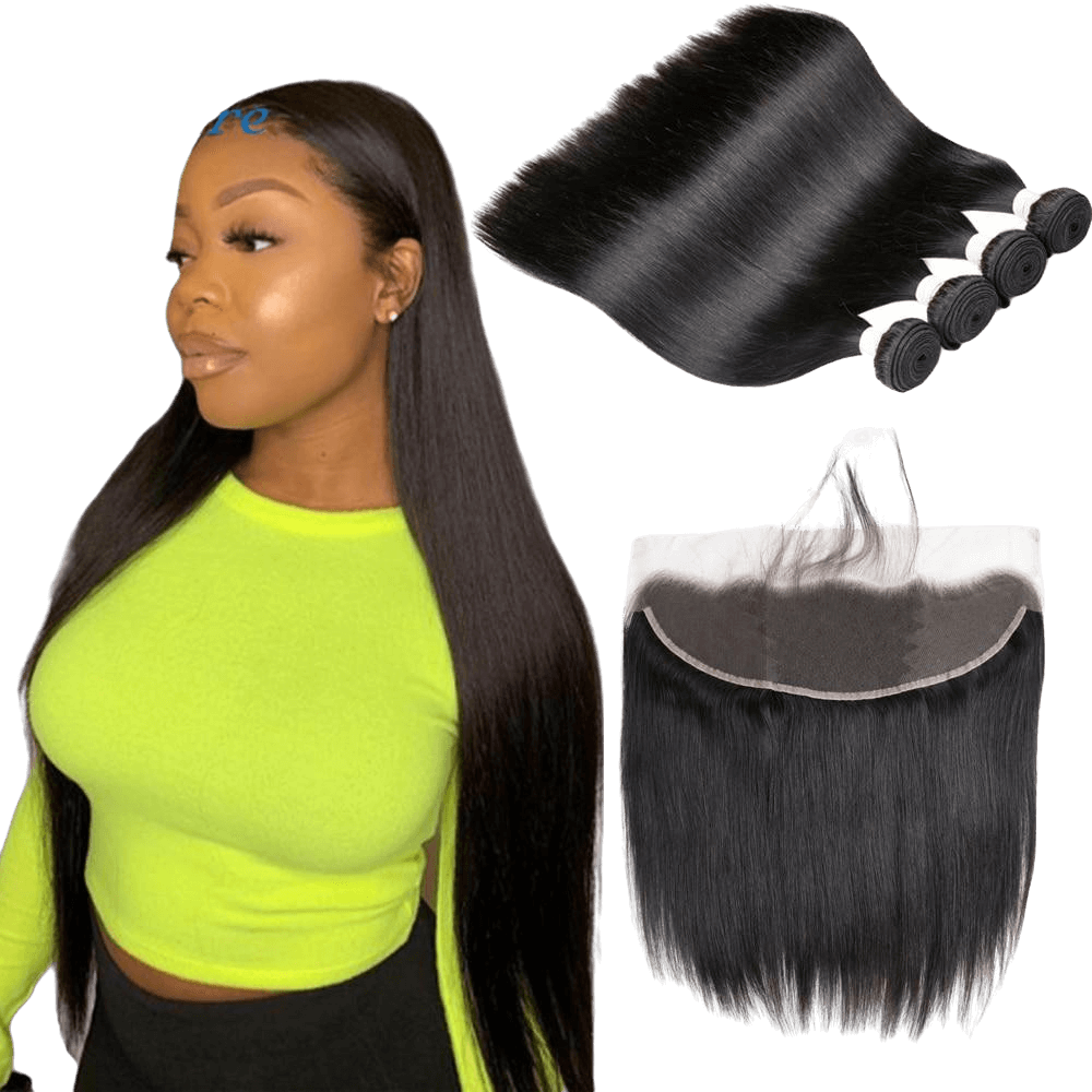 femme portant un Tissage Brésilien Lisse Avec Lace Closure Frontale