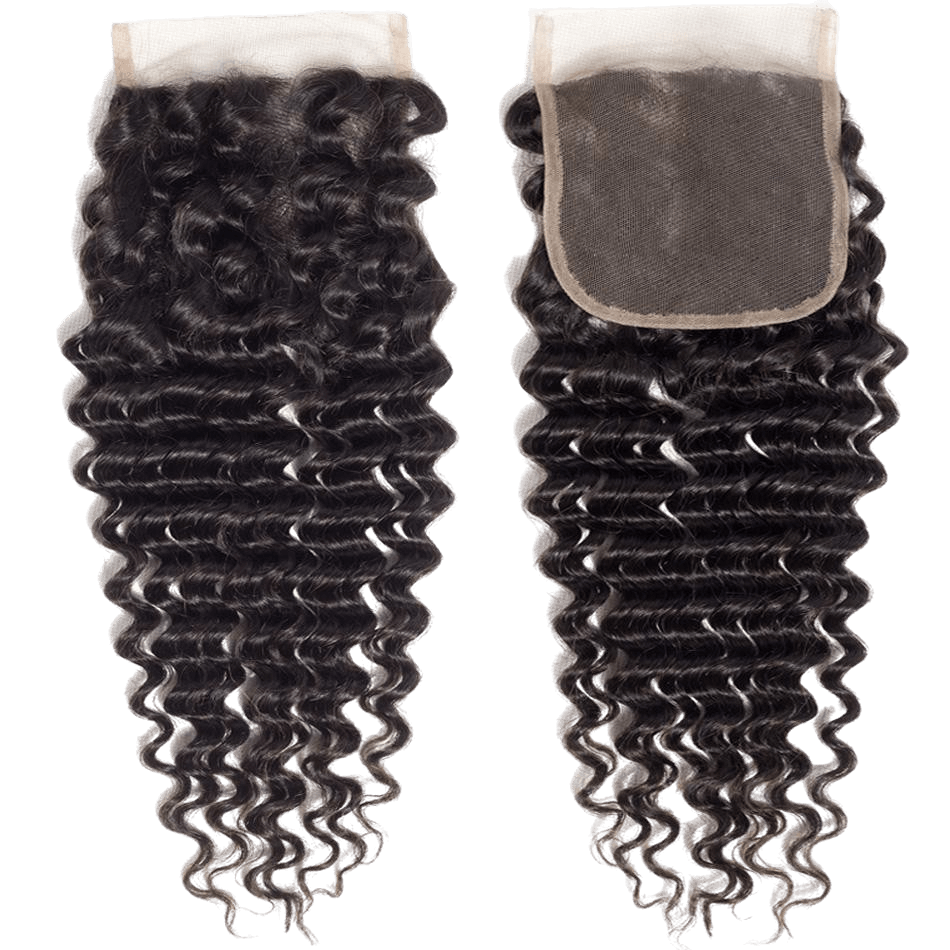 closure pour tissage deep wave 4x4 pouces cheveux naturels